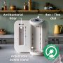 White Perfect Prep machine on kitchen counter with pointers to its filter, adjustable stand and dial