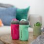 Insulated sippee 2 pack - pink green on table
