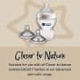Biberons et tétines Closer to Nature avec texte indiquant que ces tétines ne conviennent que pour les biberons Closer to Nature.