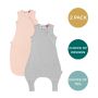Pink sleepbag and grey steppee on white background with 2 pack, choice of designs and tog roundels