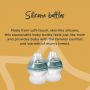 2 150ml silicone bottles. Made to feel squeezable soft and skin like, just like mum’s breast.