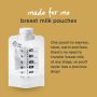 Image of breast milk pouches with information on how it can help store breastmilk