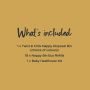 What’s included list featuring nappy bin (choice of colours) 18 pack of eco refills and healthcare kit.