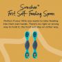 2 smushee self feeding spoons, with description explaining there’s no right or wrong way to hold and use.