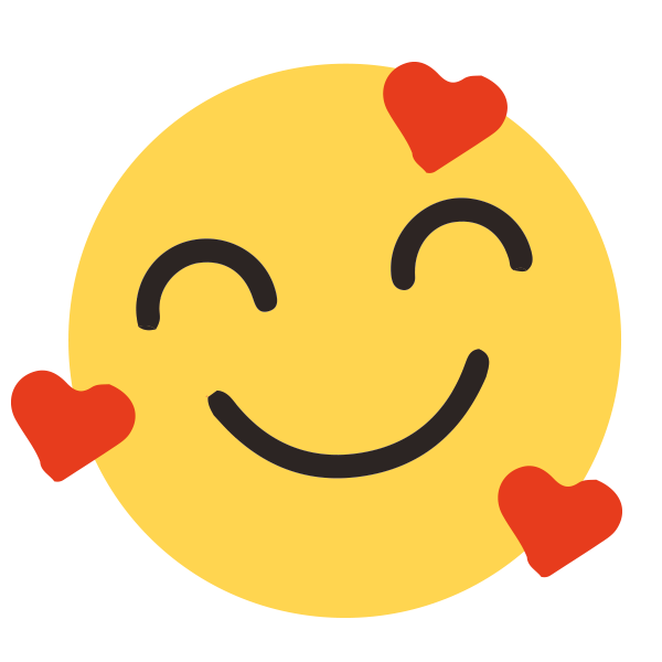emoji surrounded by love hearts
