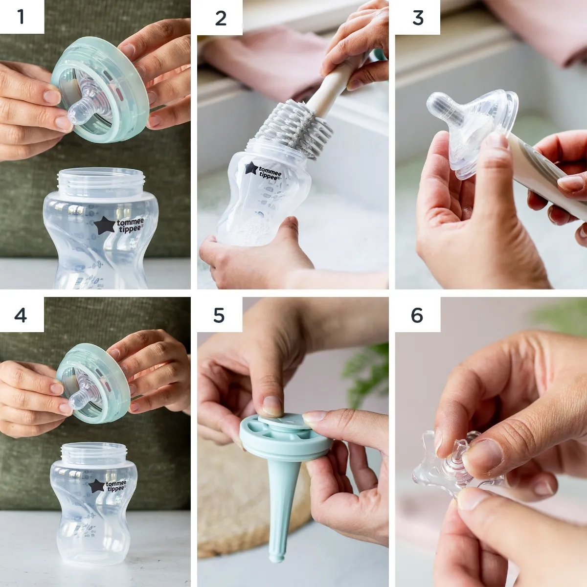 Image montrant comment préparer le biberon Advanced Anti-Colic à utiliser