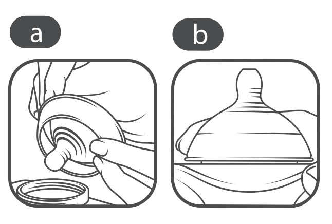 How to assemble bottle collector image A and B showing the screw ring in the correct place