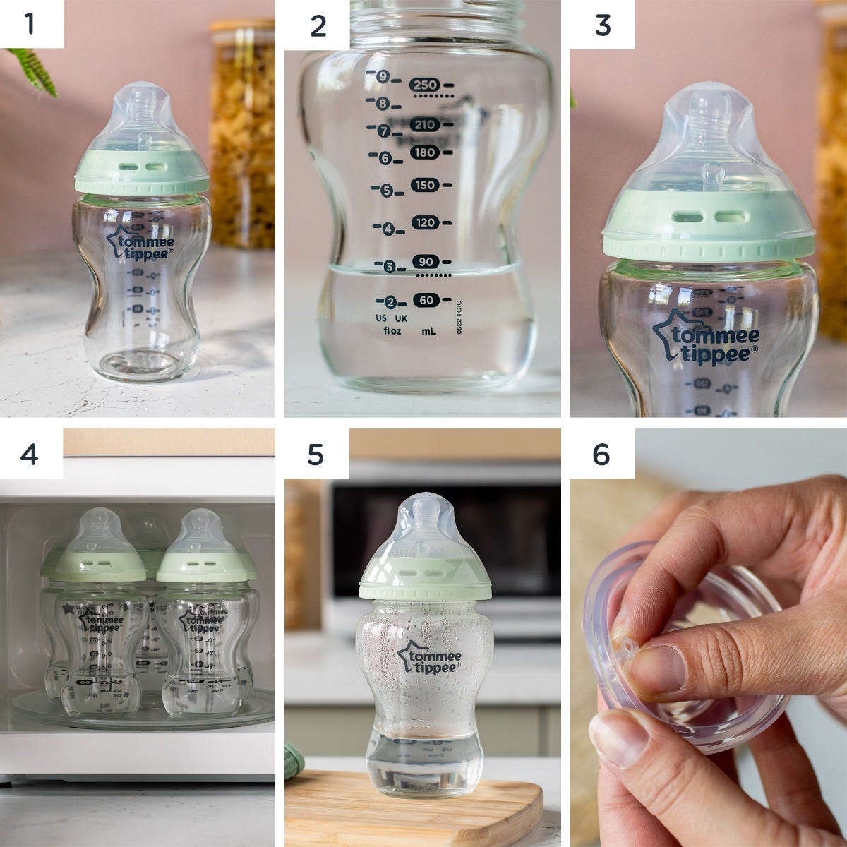 Image showing steps on how to self-sterilse in a microwave 