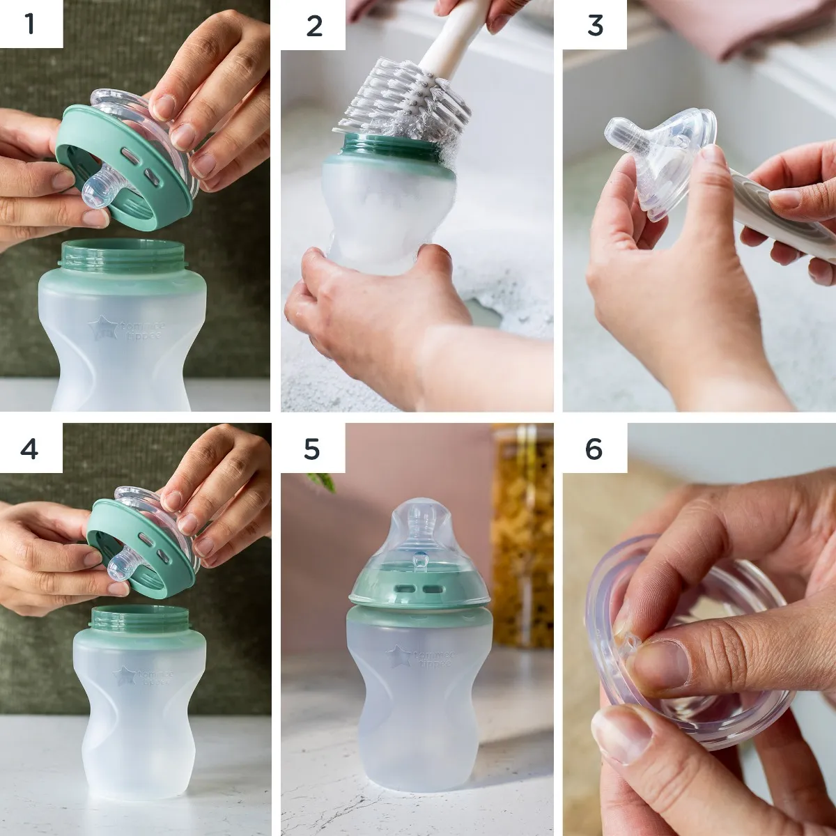 Image montrant comment préparer la bouteille en silicone Natural Start