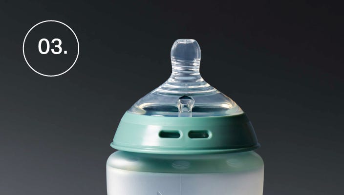 A silicone baby bottle from Tommee Tippee 