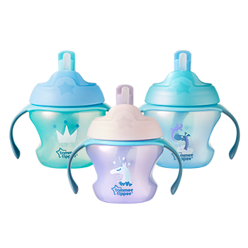 First straw cup with handles and a straw in the lid with a fun design