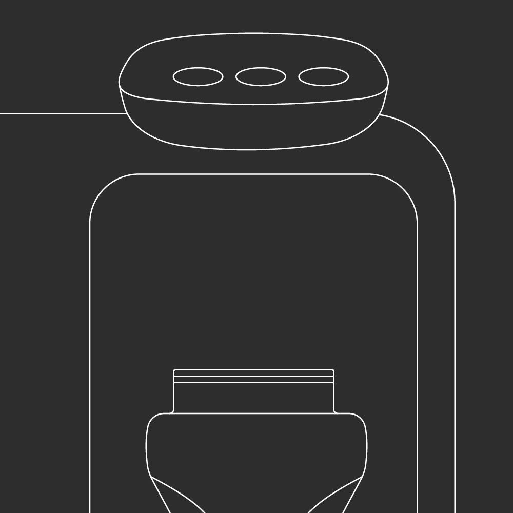 a keyline drawing of a tommee tippee perfect prep machine on a black background 