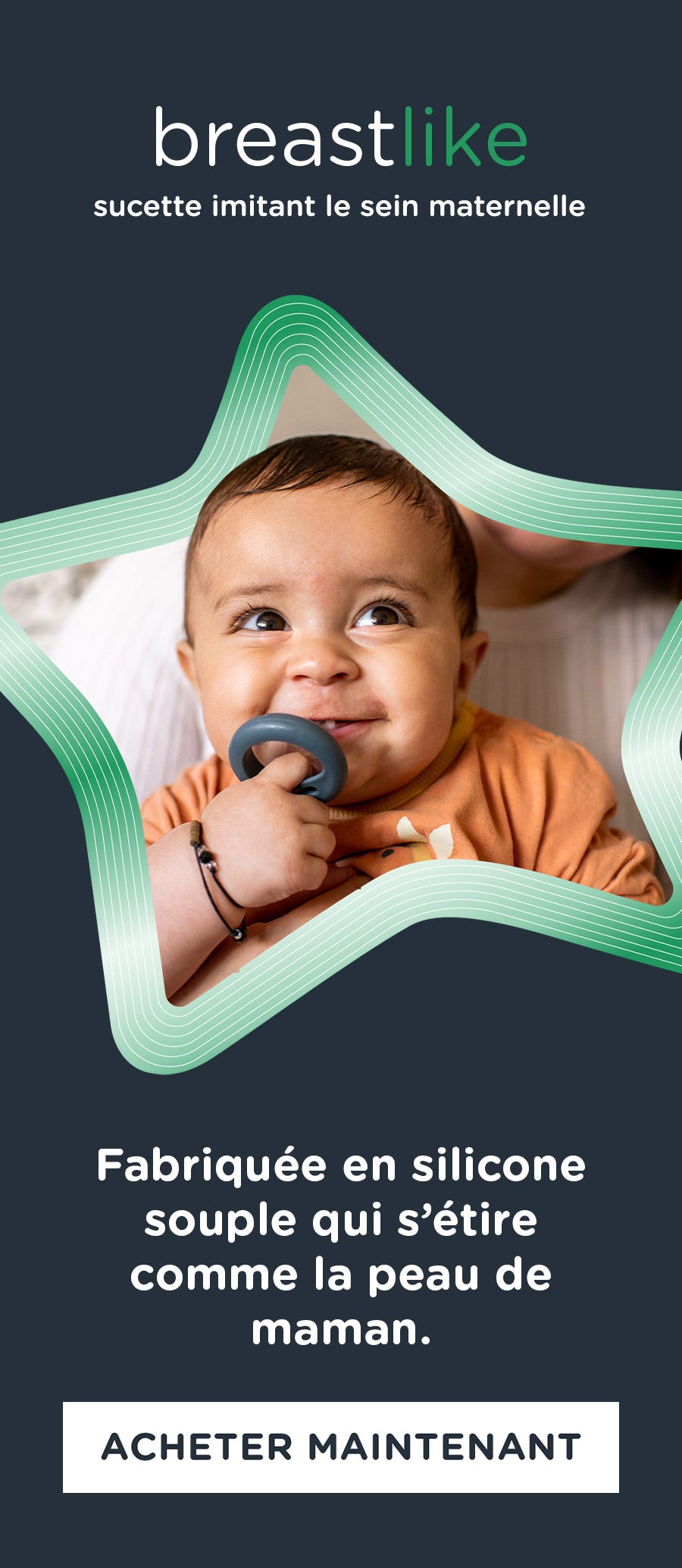 bébé utilisant une sucette en forme de sein