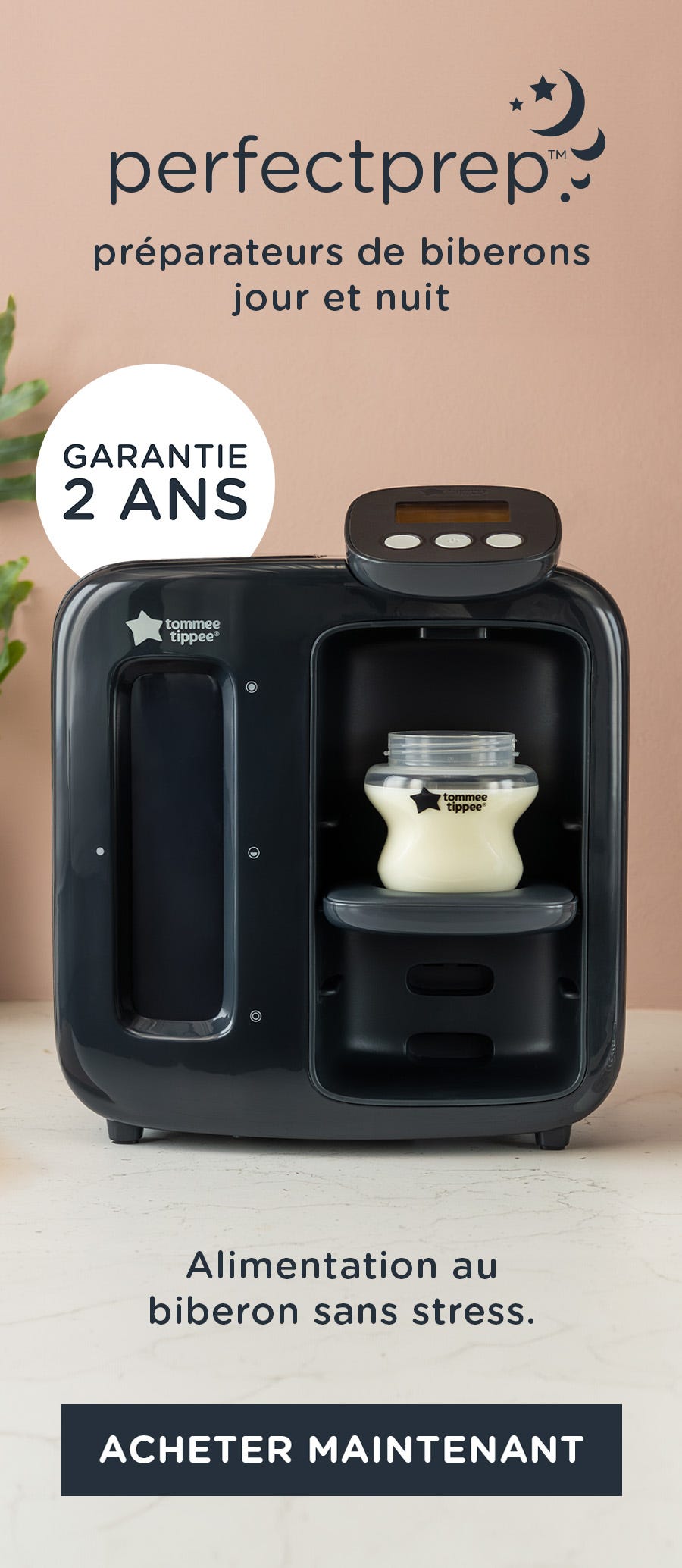 Préparateur biberon perfect prep day & night noir de Tommee tippee