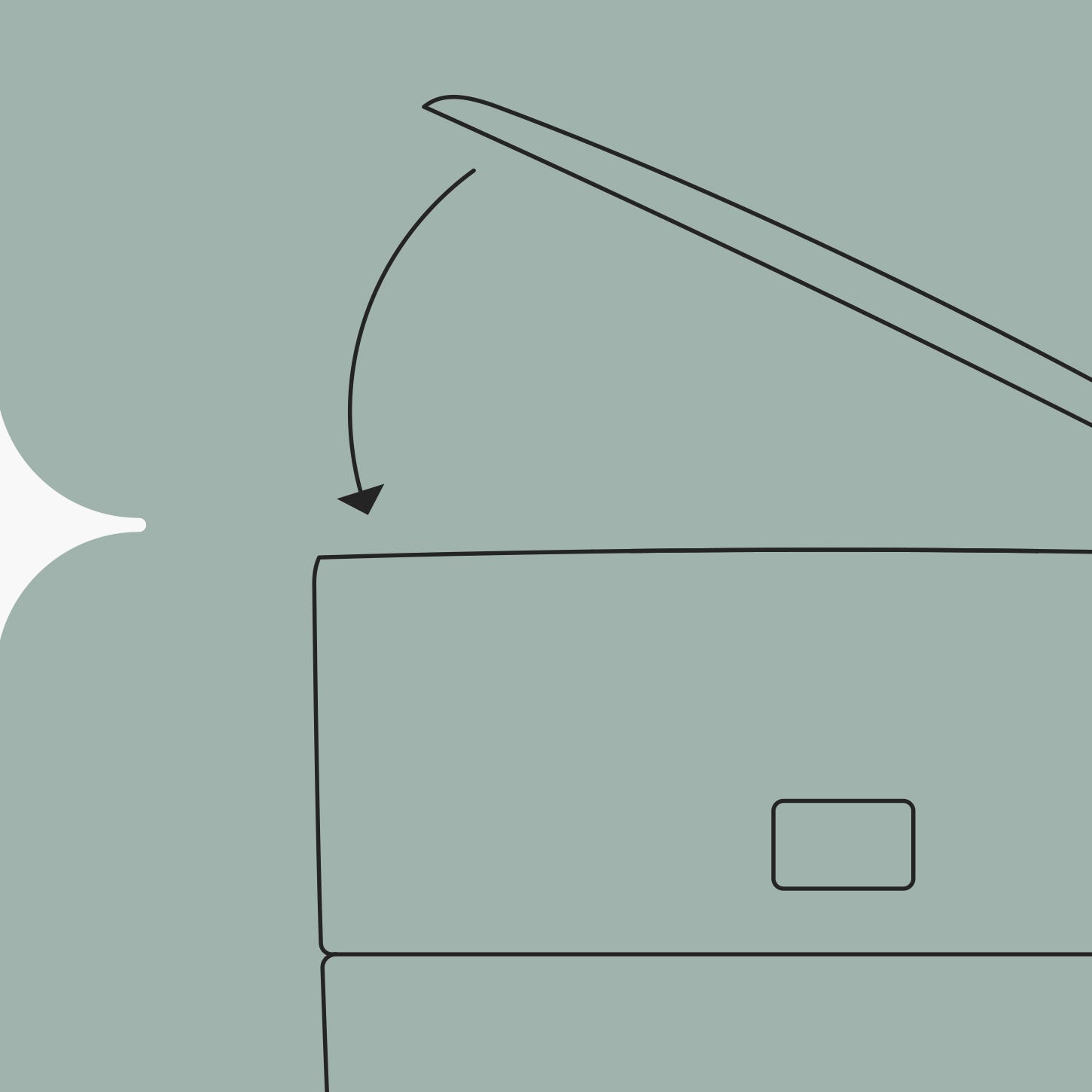 Keyline image of the Twist & Click nappy bin, demonstrating how the lid seals.