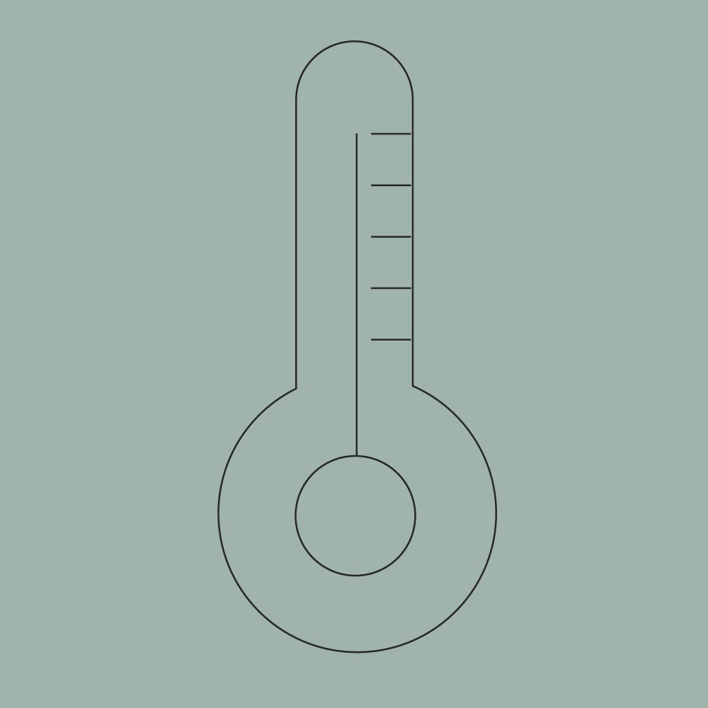 a key line drawing of a thermometer on a blue background 